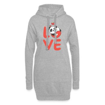 Panda pour la Saint-Valentin Animaux mignons Cœurs Amour - Sweat-shirt à capuche long Femme - gris chiné - Devant