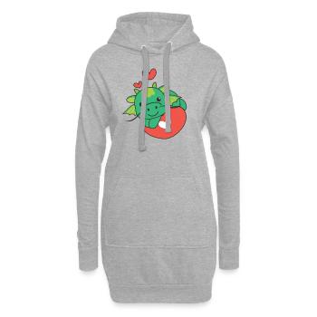 Drache zum Valentinstag süße Tiere Herzen - Hoodie-Kleid - Grau meliert - Vorne