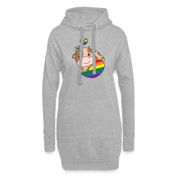 Regenbogen Flag Pride LGBTQ süßes Kuh Love - Hoodie-Kleid - Grau meliert - Vorne