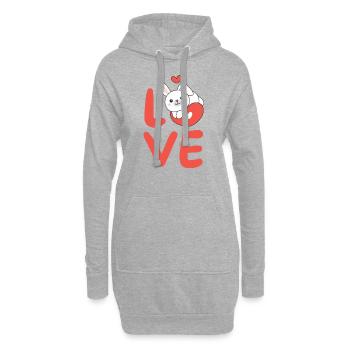 Lapin pour la Saint-Valentin Animaux mignons Cœurs Amour - Sweat-shirt à capuche long Femme - gris chiné - Devant