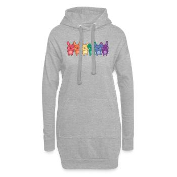 Regenbogen Hase Flag Pride LGBTQ süße Hasen - Hoodie-Kleid - Grau meliert - Vorne
