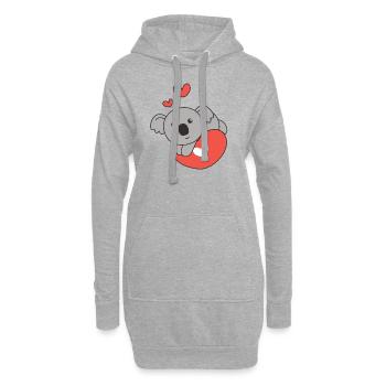 Koala zum Valentinstag süße Tiere Herzen - Hoodie-Kleid - Grau meliert - Vorne