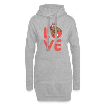 Wasserschwein zum Valentinstag süße Tiere Herzen - Hoodie-Kleid - Grau meliert - Vorne