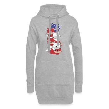 Fuchs für den vierten Juli USA Flagge Füchse - Hoodie-Kleid - Grau meliert - Vorne