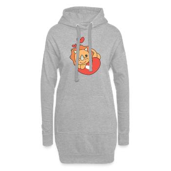 Triceratops pour la Saint-Valentin mignons animaux coeurs - Sweat-shirt à capuche long Femme - gris chiné - Devant