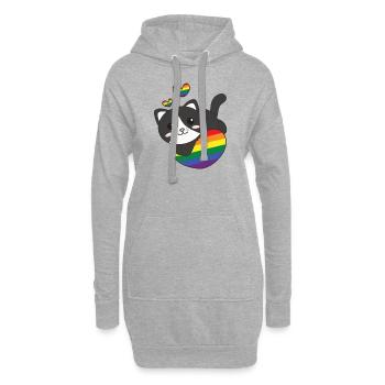 Regenbogen Flag Pride LGBTQ süßes Katze Love - Hoodie-Kleid - Grau meliert - Vorne