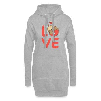 Loutres pour la Saint-Valentin Animaux mignons Cœurs Amour - Sweat-shirt à capuche long Femme - gris chiné - Devant