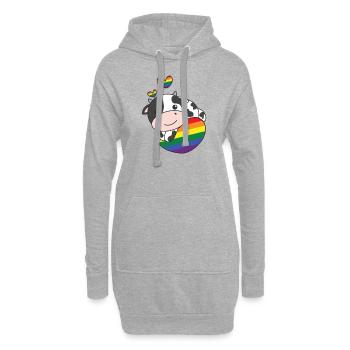 Regenbogen Flag Pride LGBTQ süßes Kuh Love - Hoodie-Kleid - Grau meliert - Vorne