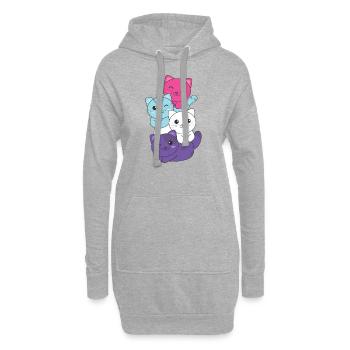 Multisexual Flag Pride LGBTQ Cute Cat Stack - Hoodie Dress - heather grey - Front