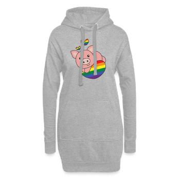 Rainbow Flag Pride LGBTQ Mignon Cochon Amour - Sweat-shirt à capuche long Femme - gris chiné - Devant