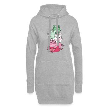 Abrosexuell Flag Pride LGBTQ süßer Einhorn Stapel - Hoodie-Kleid - Grau meliert - Vorne
