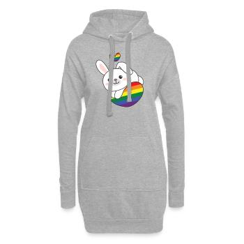 Regenbogen Flag Pride LGBTQ süßes Hase Love - Hoodie-Kleid - Grau meliert - Vorne