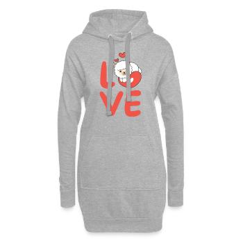 Alpaga pour la Saint-Valentin Animaux mignons Coeurs Amour - Sweat-shirt à capuche long Femme - gris chiné - Devant
