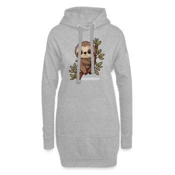 Faultier süße Tiere für Kinder lustige Tiere - Hoodie-Kleid - Grau meliert - Vorne