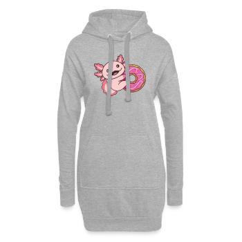 Süßer Axolotl lustige Tiere mit Donut pinke donuts - Hoodie-Kleid - Grau meliert - Vorne