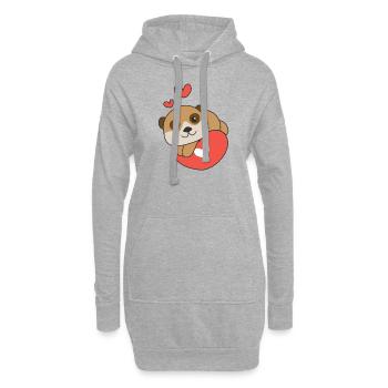 Erdmännchen zum Valentinstag süße Tiere Herzen - Hoodie-Kleid - Grau meliert - Vorne