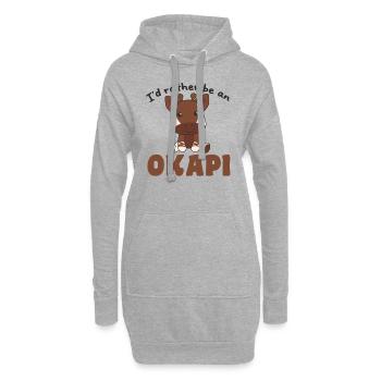 Ich wäre lieber ein Okapi - süßes Okapi - Hoodie-Kleid - Grau meliert - Vorne