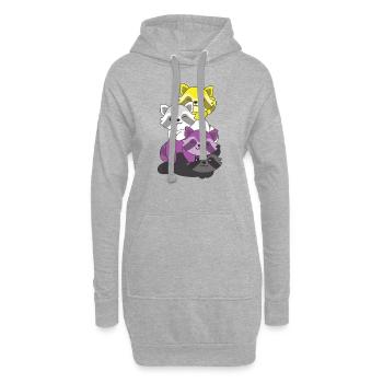 Nonbinary Flag Pride LGBTQ Cute Raccoon Stack - Hoodie Dress - heather grey - Front