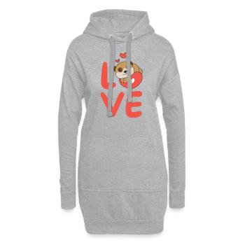 Erdmännchen zum Valentinstag süße Tiere Herzen - Hoodie-Kleid - Grau meliert - Vorne