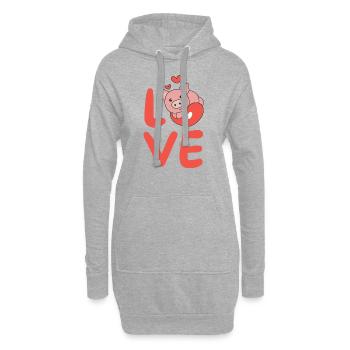 Cochon pour la Saint-Valentin Animaux mignons Cœurs Amour - Sweat-shirt à capuche long Femme - gris chiné - Devant