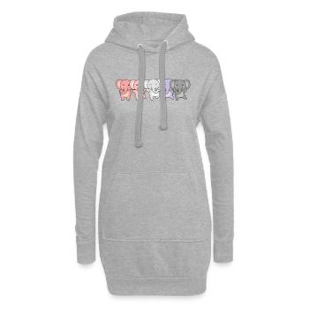 Cupioromantic Flag Pride LGBTQ Cute Elephant - Hoodie Dress - heather grey - Front