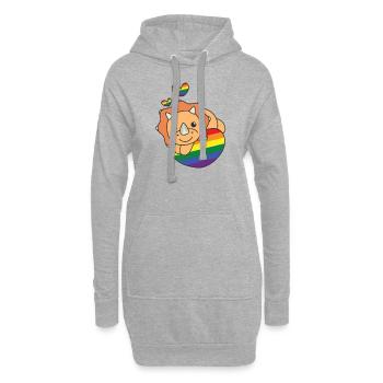 Rainbow Flag Pride LGBTQ Mignon Triceratops Love - Sweat-shirt à capuche long Femme - gris chiné - Devant