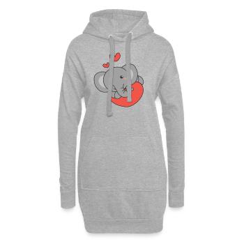 Elefant zum Valentinstag süße Tiere Herzen - Hoodie-Kleid - Grau meliert - Vorne