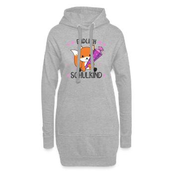 endlich Schulkind Einschulung Schule Fuchs - Hoodie-Kleid - Grau meliert - Vorne