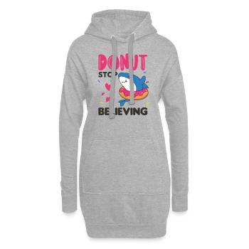 Süßer Hai lustige Tiere in Donut pink - Hoodie-Kleid - Grau meliert - Vorne