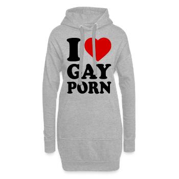 I love gay porn - Hoodie-Kleid - Grau meliert - Vorne
