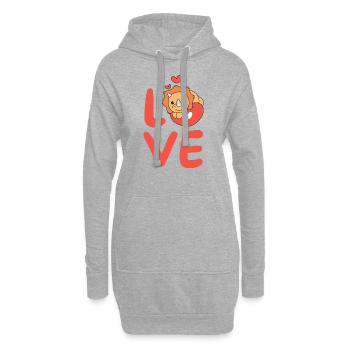 Triceratops pour la Saint-Valentin mignons animaux coeurs - Sweat-shirt à capuche long Femme - gris chiné - Devant