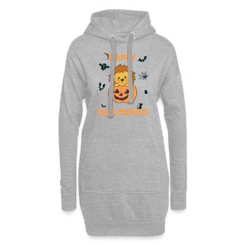 Lion à la citrouille mignon lion Joyeux Halloween - Sweat-shirt à capuche long Femme - gris chiné - Devant