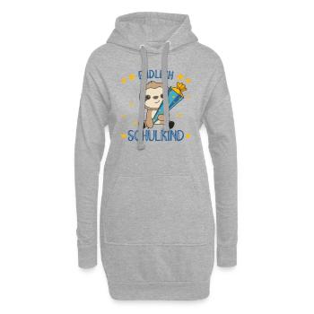 endlich Schulkind Einschulung Schule Faultier - Hoodie-Kleid - Grau meliert - Vorne