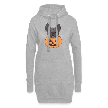 Bouledogue français citrouille chiens mignons joyeux Halloween - Sweat-shirt à capuche long Femme - gris chiné - Devant