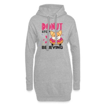 Süßer Corgi lustige Tiere in Donut Wortspiel pink - Hoodie-Kleid - Grau meliert - Vorne