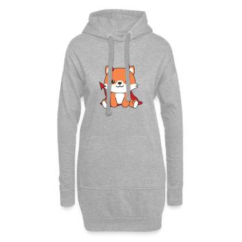 Costume de diable Fox Happy Halloween - Sweat-shirt à capuche long Femme - gris chiné - Devant