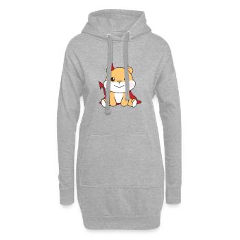 Hamster Joyeux Déguisement du Diable d’Halloween - Sweat-shirt à capuche long Femme - gris chiné - Devant