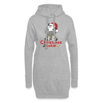 Zebra Weihnachten Zebras Christmas Cutie - Hoodie-Kleid - Grau meliert - Vorne