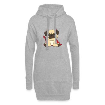 Pug Happy Halloween Devil Costume - Hoodie Dress - heather grey - Front