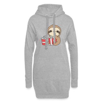 Sloth Popcorn Time animaux drôles dans la restauration rapide - Sweat-shirt à capuche long Femme - gris chiné - Devant