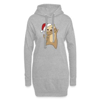 Loutre Noël Neige Hiver Animaux Loutre Loutre - Sweat-shirt à capuche long Femme - gris chiné - Devant