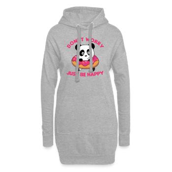 Süßer Panda lustige Tiere in Donut pink - Hoodie-Kleid - Grau meliert - Vorne