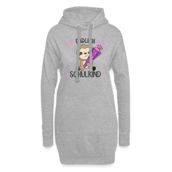 endlich Schulkind Einschulung Schule Faultier - Hoodie-Kleid - Grau meliert - Vorne