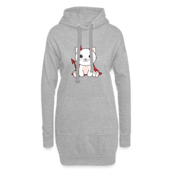 Chat Joyeux costume de diable d’Halloween - Sweat-shirt à capuche long Femme - gris chiné - Devant