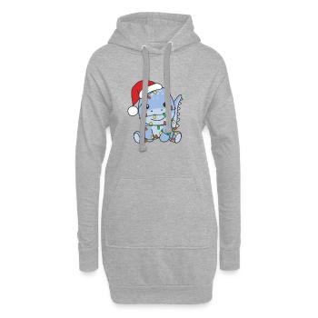 Dino Noël Animaux d’hiver Dino - Sweat-shirt à capuche long Femme - gris chiné - Devant