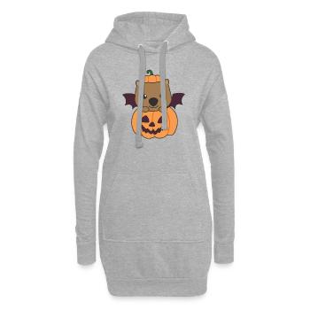 Wombat Happy Halloween Pumpkin Bat Costume - Sweat-shirt à capuche long Femme - gris chiné - Devant
