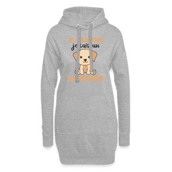Je m'en fous je suis un labrador - süßer Labrador - Hoodie-Kleid - Grau meliert - Vorne