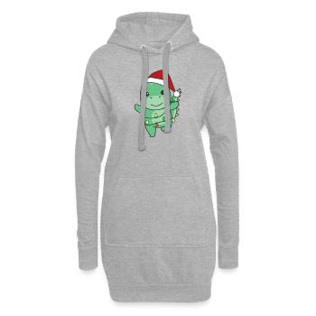 Dino Noël Animaux d’hiver Dinos - Sweat-shirt à capuche long Femme - gris chiné - Devant