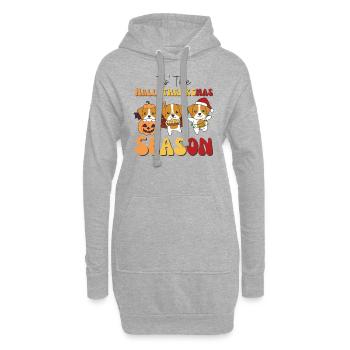 Tis' the Hallothanksmas Saison Jack Russell - Sweat-shirt à capuche long Femme - gris chiné - Devant