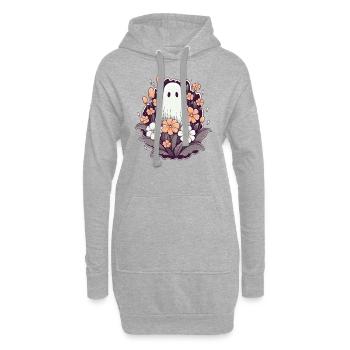 Halloween groovy Geist Hippie Blumen Vintage - Hoodie-Kleid - Grau meliert - Vorne